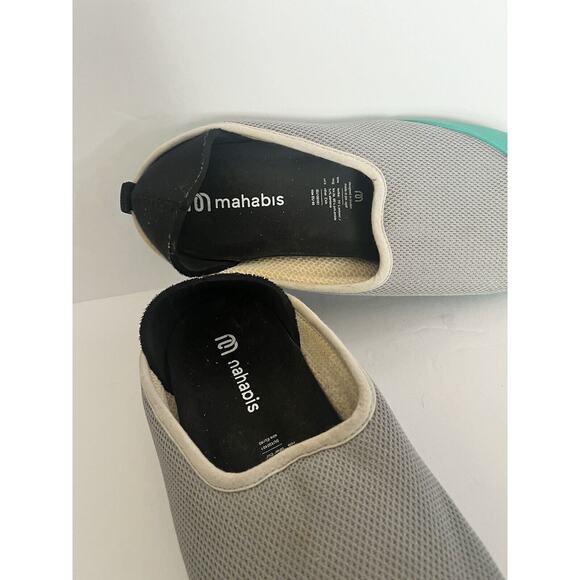 Mahabis Summer Slippers •40/ W 9• M 7• Light gray Mesh Teal Rubber Sole - Picture 8 of 8